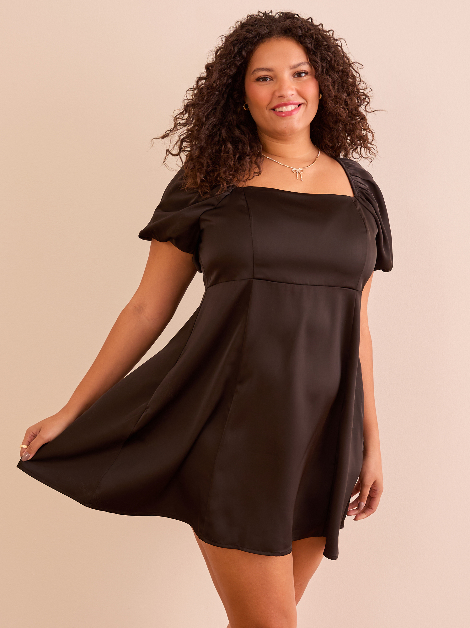 Nadia Satin Dress in Black | Arula Nadia Satin Dress in Black | Arula