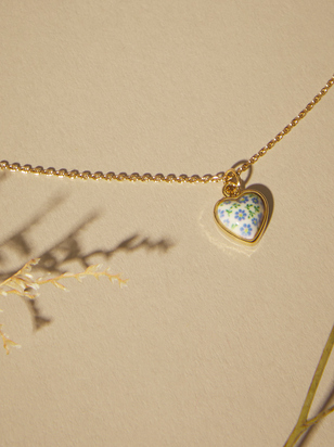 Patterned Heart Charm Necklace - ARULA