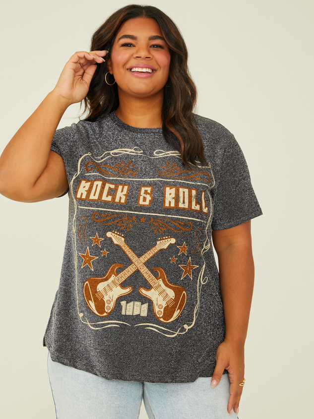 Rock & Roll Glitter Tee Detail 2 - ARULA