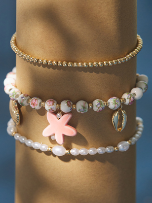 Beachy Bloom Charm Bracelet Set - ARULA