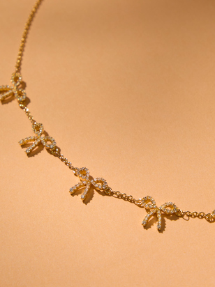18K Gold Glitz Bow Choker Necklace - ARULA