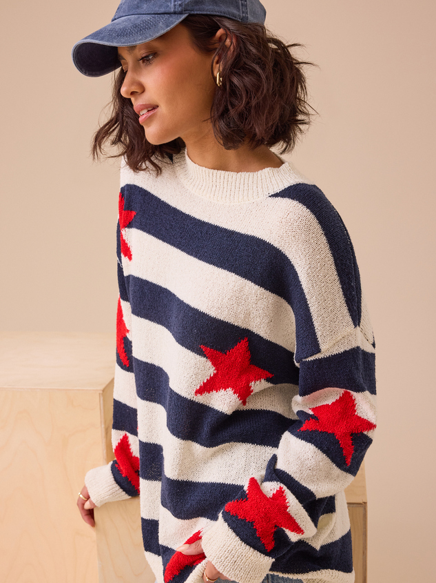 Liberty Patterned Star Sweater Detail 5 - ARULA
