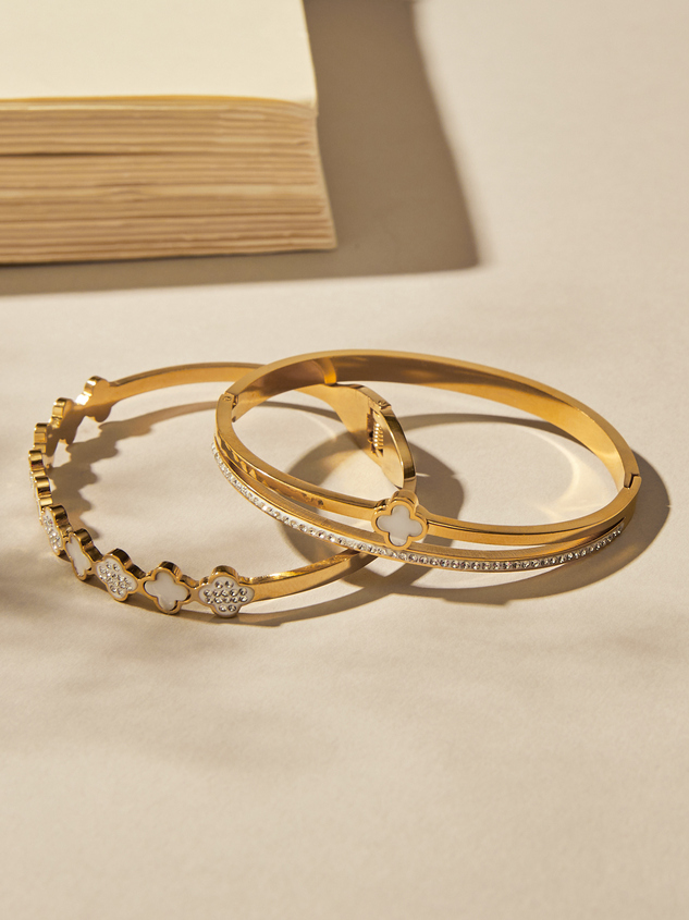 Stainless Steel Clover Bracelet Set - ARULA
