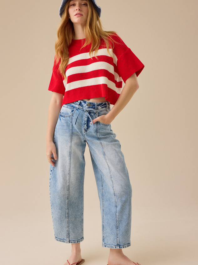 Ricki Striped Boxy Sweater Detail 3 - ARULA