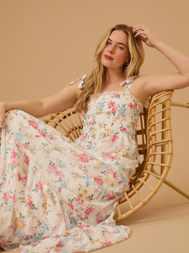Daisy Floral Maxi Dress Detail 3 - ARULA