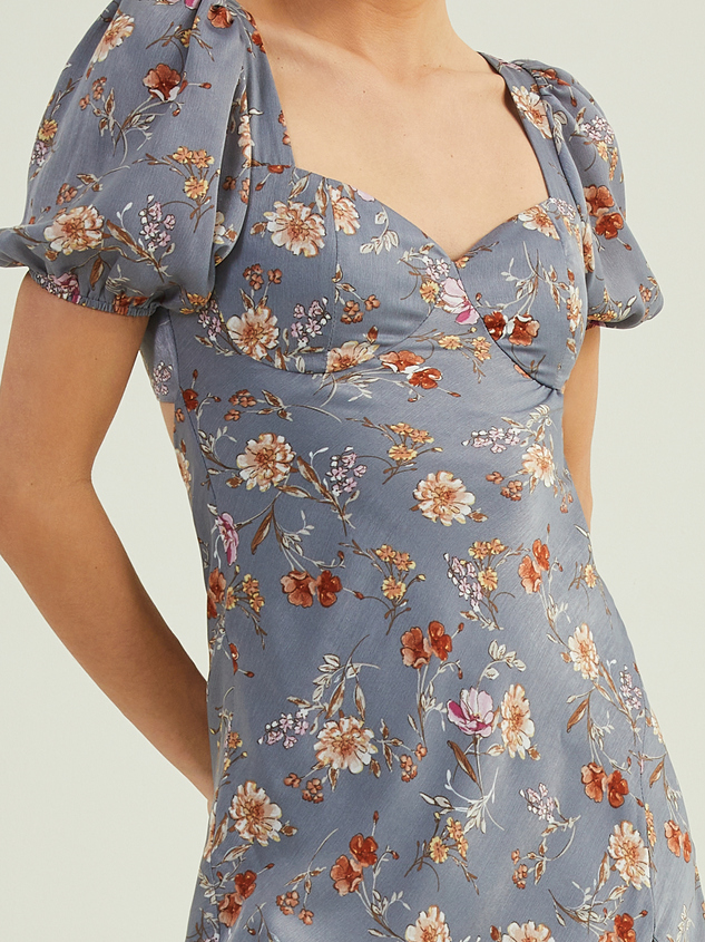 Renna Floral Puff Sleeve Dress Detail 5 - ARULA
