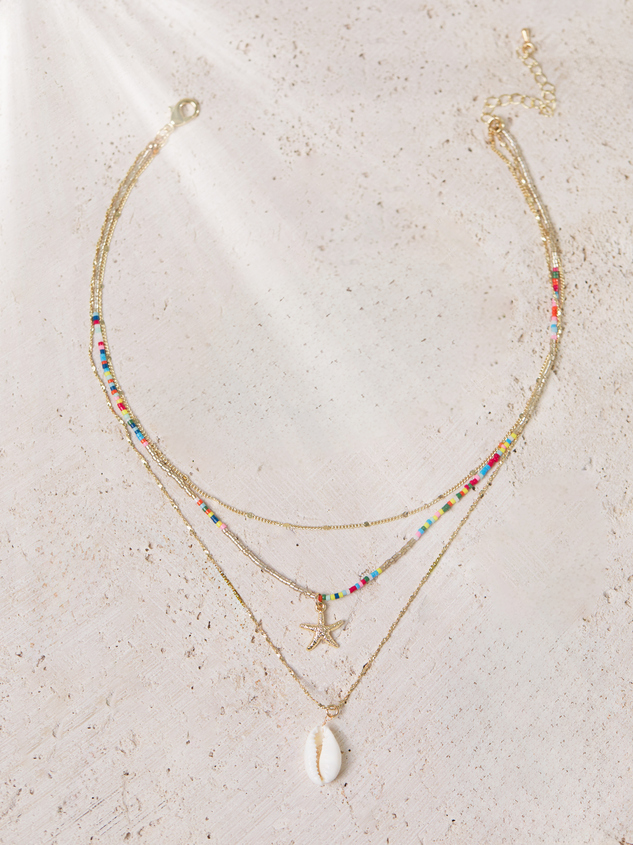 3 Layer Starfish Charm Necklace Detail 2 - ARULA