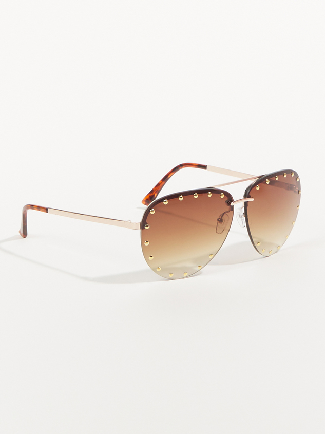 Mia Studded Aviator Sunglasses Detail 2 - ARULA