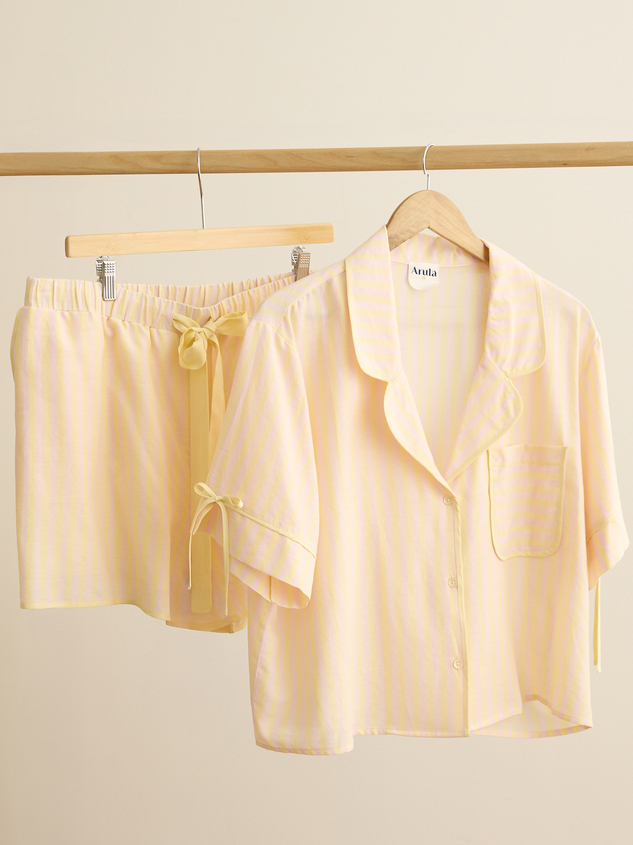 Melody Striped Lounge Top Detail 2 - ARULA