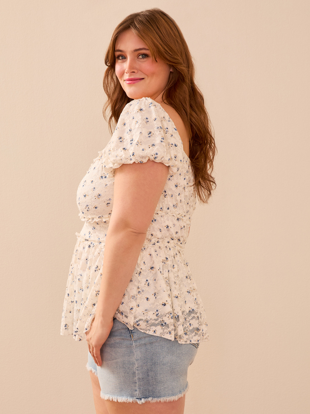 Rylie Printed Lace Babydoll Top Detail 5 - ARULA