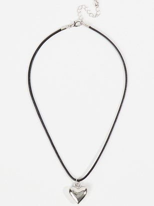 Heart Pendant Cord Choker Necklace - ARULA
