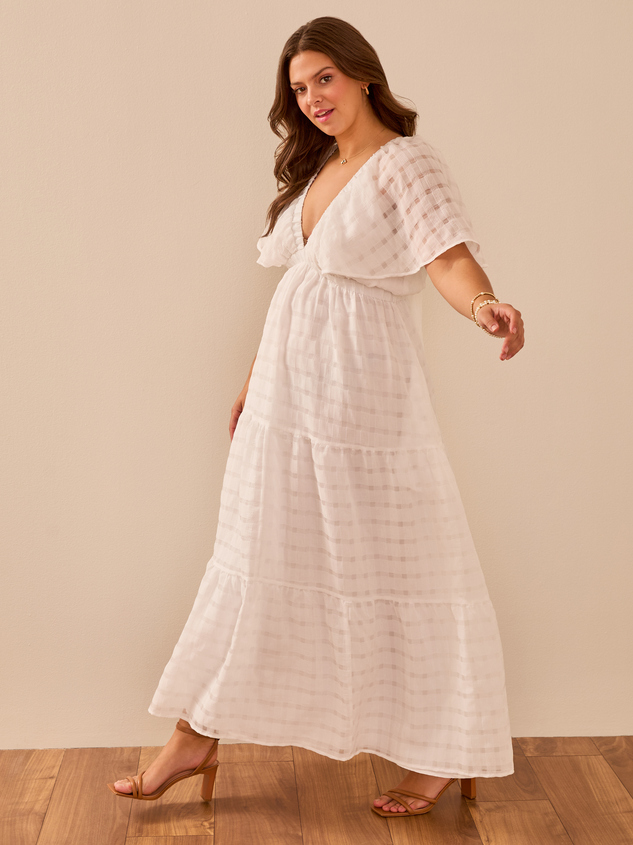 Shona Textured Plaid Maxi Dress Detail 5 - ARULA