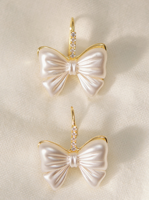 18K Gold Bow Charm Earrings - ARULA - 