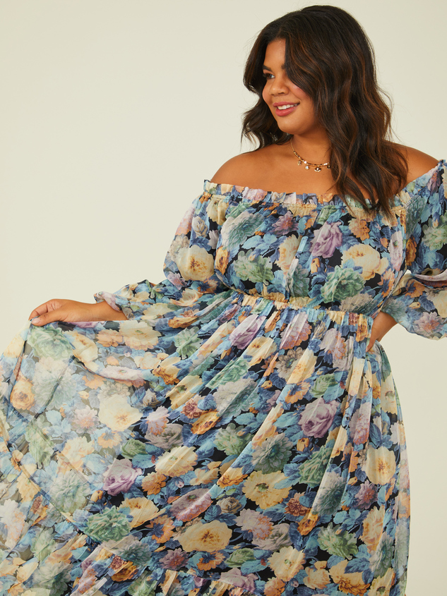 Arabella Floral Midi Dress Detail 3 - ARULA
