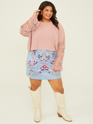 Suede Embroidered Skirt - ARULA