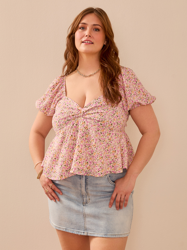 Ami Crossback Floral Babydoll Top Detail 2 - ARULA