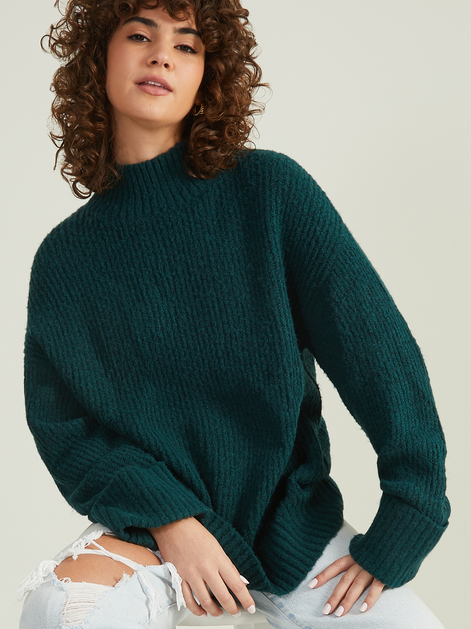 Emerald green tunic sweater sales