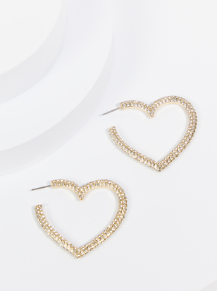 Rhinestone Heart Earrings - ARULA