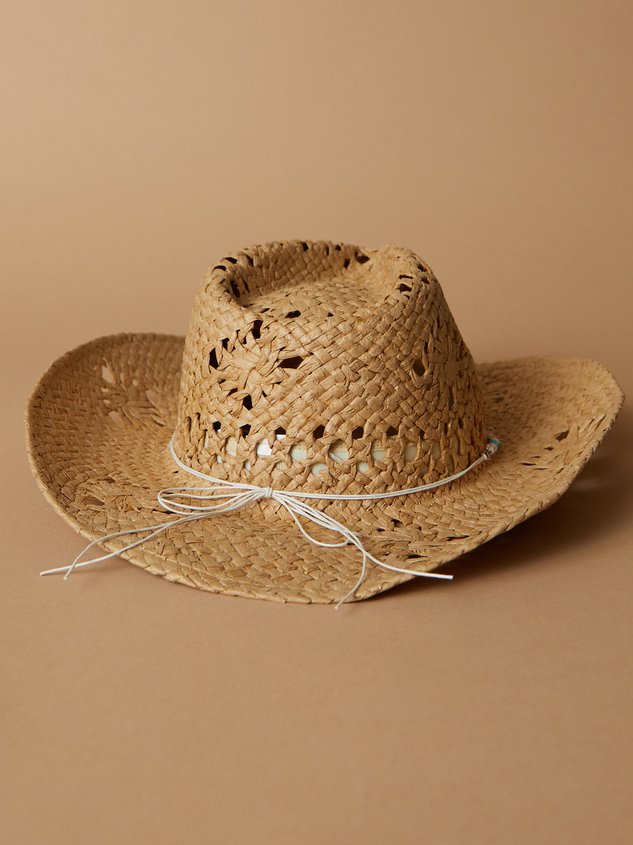 Shell Trim Straw Cowboy Hat Detail 3 - ARULA