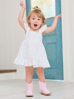Leanna Flutter Sleeve Baby Dress - ARULA - 
