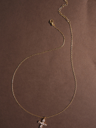 Bagette Cross Charm Necklace - ARULA