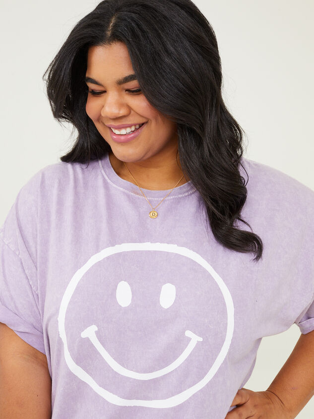 Smiley Face Oversized Tee Detail 1 - ARULA