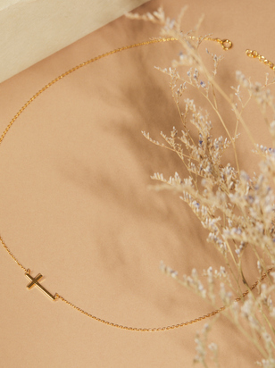 18K Gold Plated Cross Necklace - ARULA
