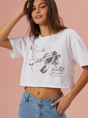 Midnight Ballet Cropped Graphic Tee - ARULA