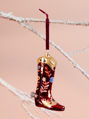 Rhinestone Cowgirl Boot Christmas Ornament - ARULA