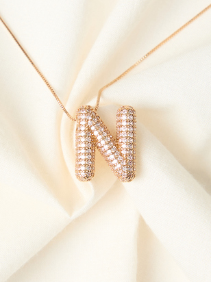 18K Gold Monogram Charm Necklace - N - ARULA