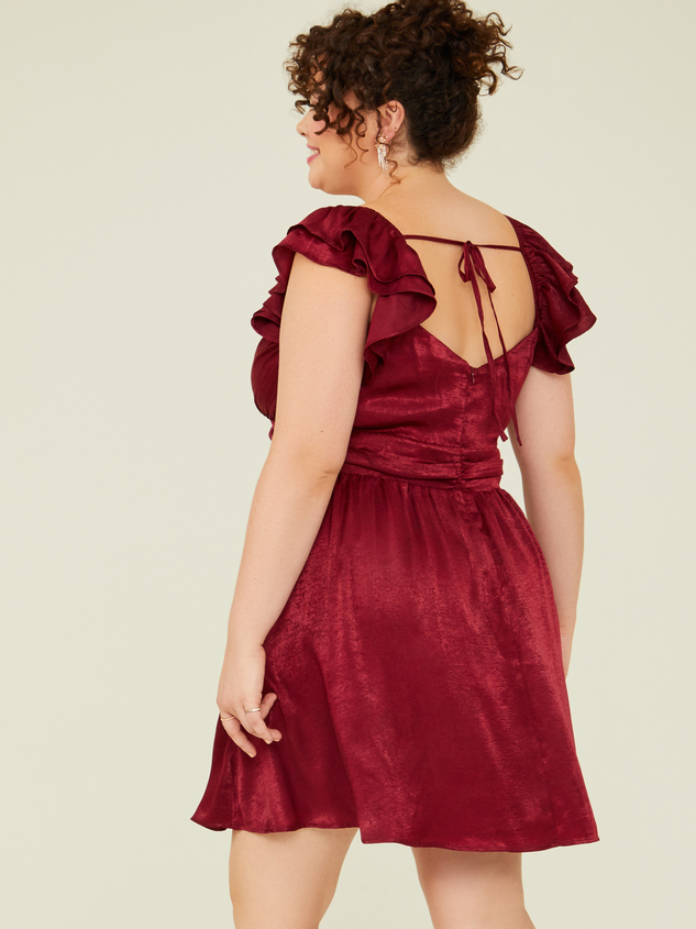 Lucia Ruffle Satin Dress Detail 5 - ARULA