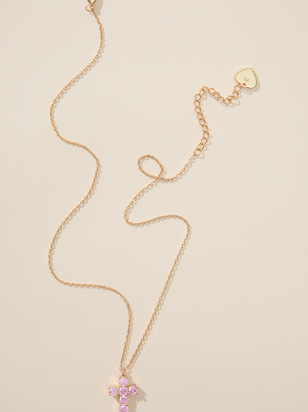 Pink Glitz Cross Necklace - ARULA