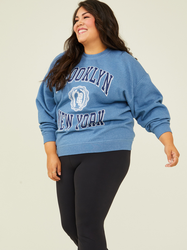 Brooklyn Varsity Oversized Sweatshirt Detail 3 - ARULA