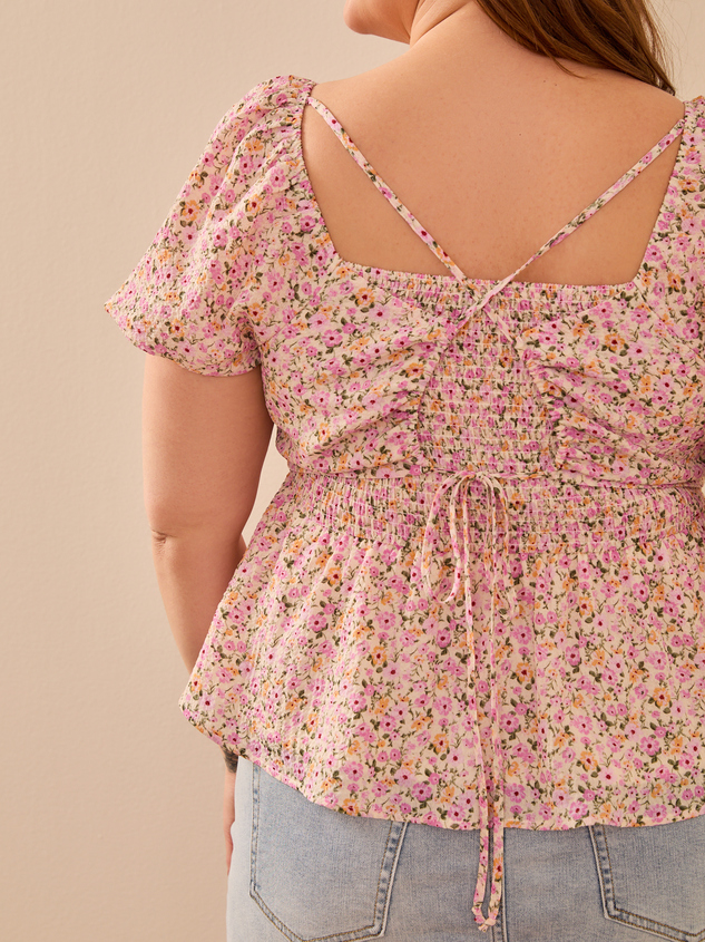 Ami Crossback Floral Babydoll Top Detail 6 - ARULA
