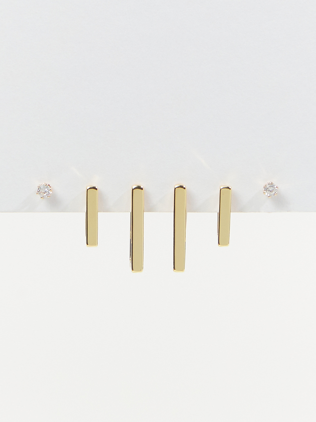 18K Gold Mini Rectangle Hoop Earring Pack - ARULA