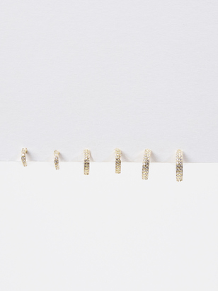 Crystal Covered Huggie Earring Set - ARULA