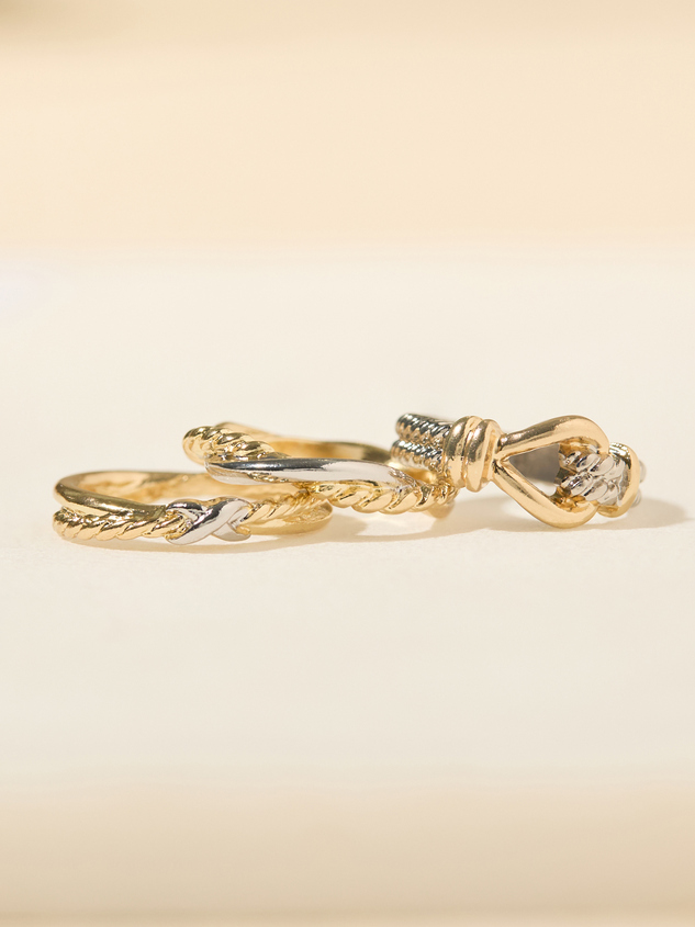Mixed Metal Ring Set Detail 2 - ARULA