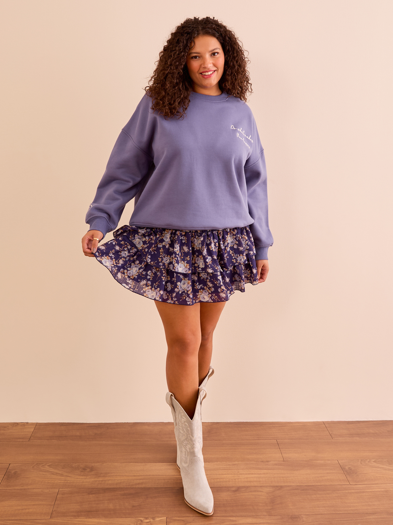 Navy skirt floral top online