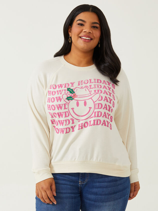Howdy Holidays Sweatshirt Detail 1 - ARULA