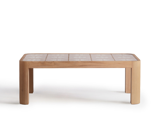 Audrey Wood Coffee Table Pink and Cream - ARULA - 
