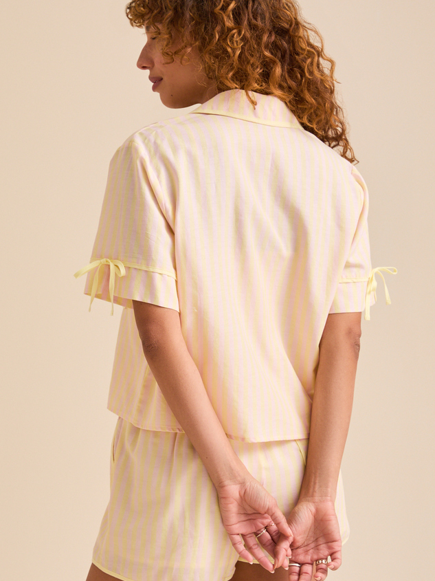 Cleo Striped Sleep Top Detail 5 - ARULA