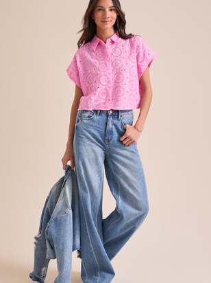 Devra Eyelet Button Up Top - ARULA