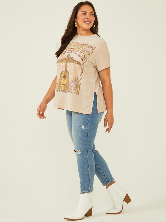 Nashville Floral Glitter Tee Detail 4 - ARULA