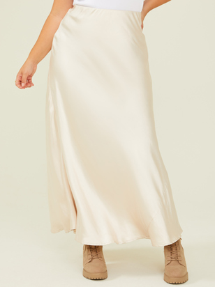 Isabella Satin Midi Skirt - ARULA