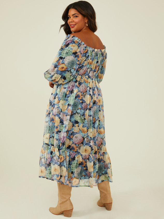 Arabella Floral Midi Dress Detail 5 - ARULA