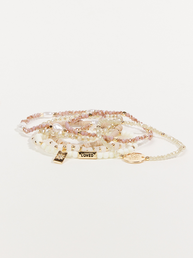 Layered Beaded Stretch Charm Bracelet Pack Detail 3 - ARULA