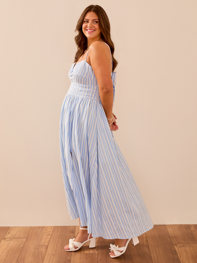 Jessie Stripe Maxi Dress Detail 4 - ARULA
