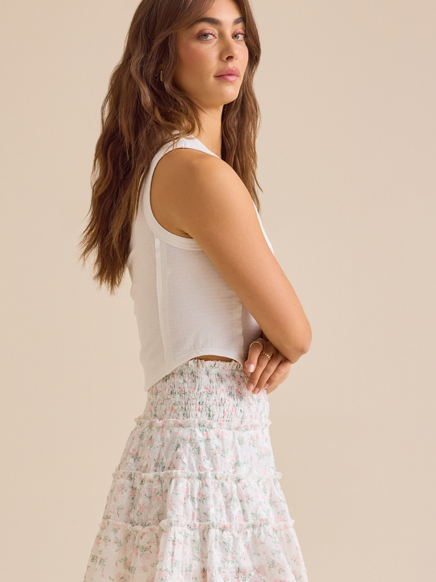 Elarie Pointelle Button Down Tank Detail 3 - ARULA