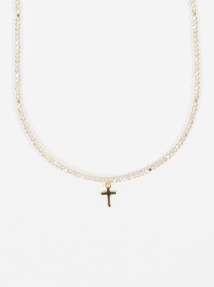 Dainty Beaded Cross Choker Necklace - ARULA