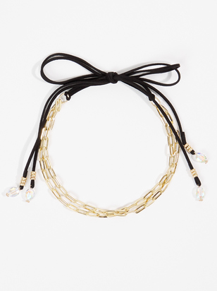 Corded Gem Paperclip Tie Necklace - ARULA